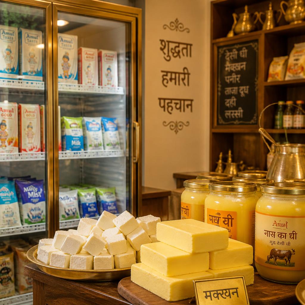 Fresh pure dairy products including milk, paneer, and ghee